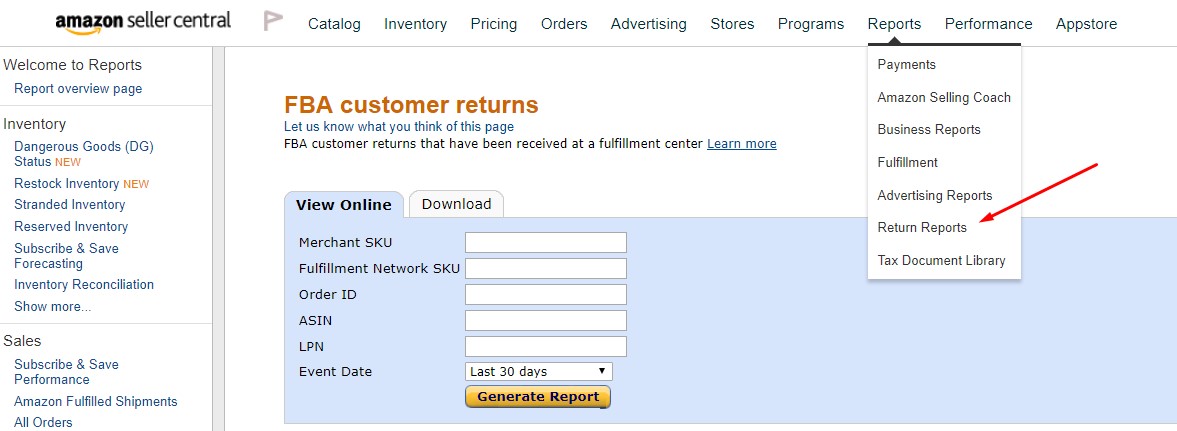 Amazon FBA Customer Return Reporting